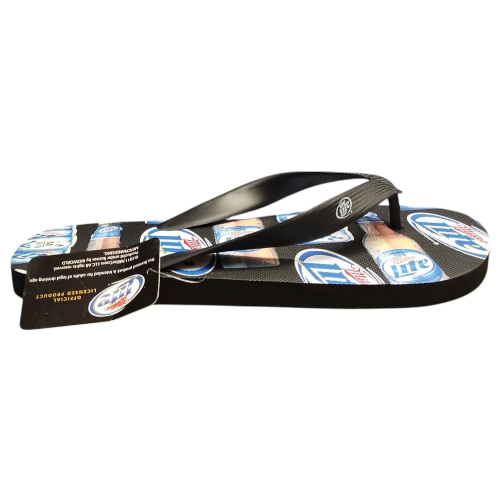 Miller Lite Flip Flop Sandals Mens‎ Medium 8/9 Multi Synthetic Cushioned Slip On